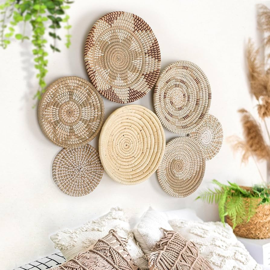 Botaniclair Boho Wall Basket Decor - Set of 7 Handcrafted Woven Hanging Art | Amazon (US)