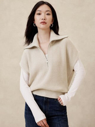 Ribbed Quarter Zip Sweater Vest | Banana Republic Factory