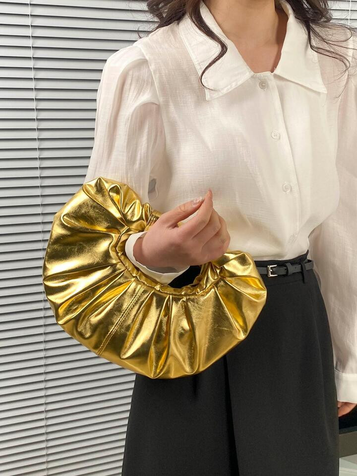 Medium Ruched Bag Funky Gold Top Handle | SHEIN