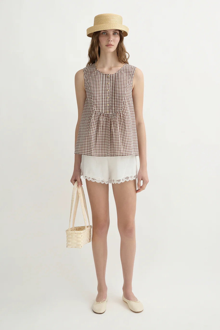 CALLIE BLOUSE - PETITE MOCHA GINGHAM | POSSE (US)