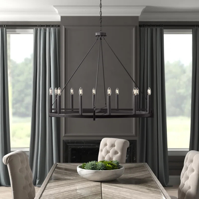 12 - Light Dimmable Wagon Wheel Chandelier | Wayfair North America