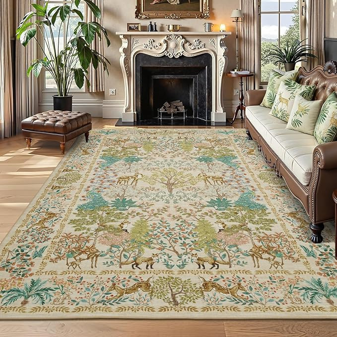 GarveeHome 5x7 Christmas Rug Living Room Rug Non Slip Washable Stain Resistant 5x7 Washable Rugs ... | Amazon (US)