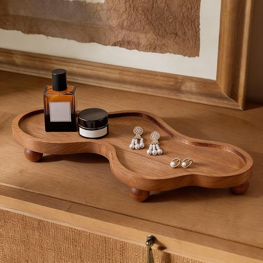Uiifan Valentine Wood Cloud Perfume Tray Irregular Jewelry Decorative Tray for Women Trinket Dish... | Amazon (US)