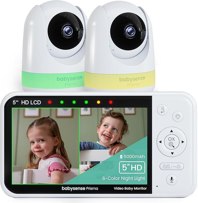 Babysense Prisma Baby Monitor with Camera and Audio, 5” HD Video Baby Monitor with 2 Cameras, 6... | Amazon (US)