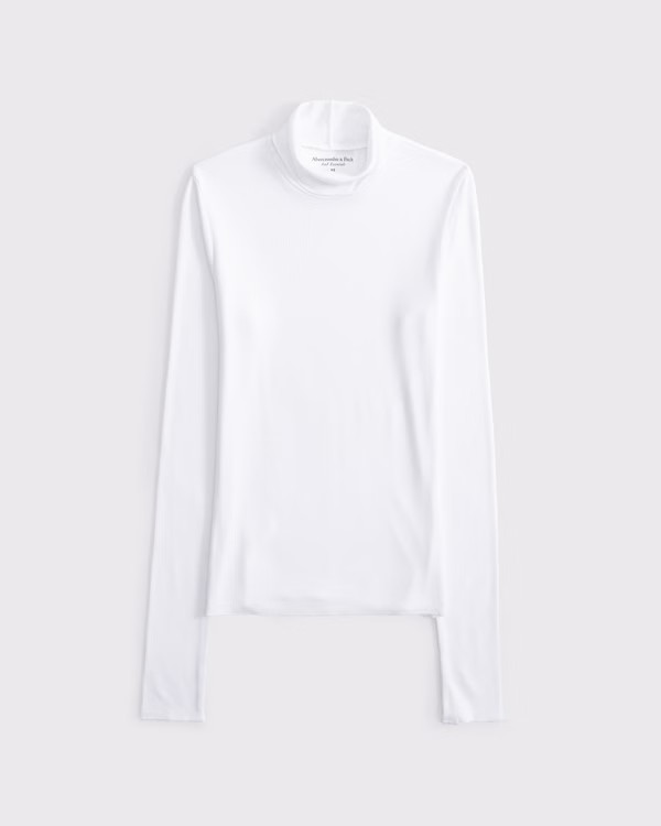 Women's Long-Sleeve Featherweight Rib Tuckable Mockneck Top | Women's Tops | Abercrombie.com | Abercrombie & Fitch (US)