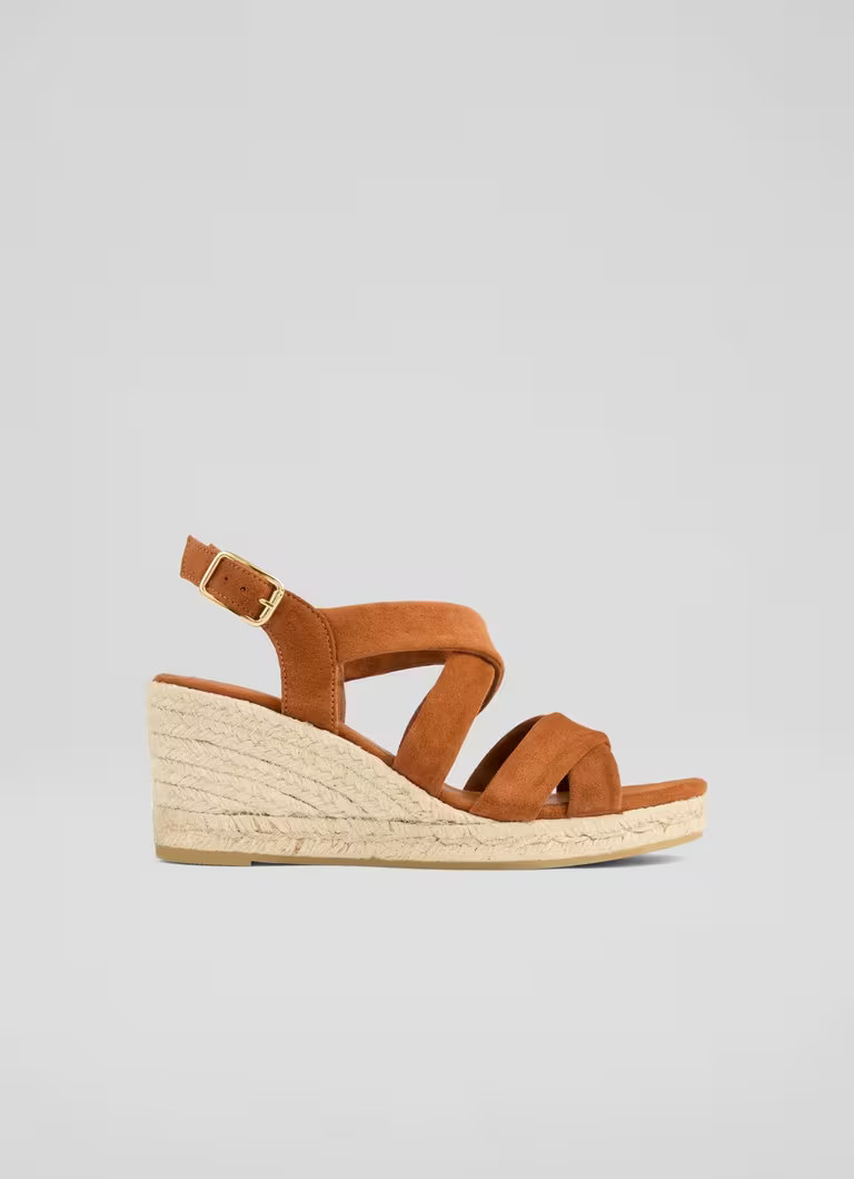 Mariana Tan Suede Multi Strap Wedges | L.K. Bennett (UK)