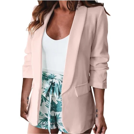 tklpehg Womens Casual Blazer Long Sleeve Lapel Workout Fall Cropped Long Sleeve Notched Sexy Casual  | Walmart (US)