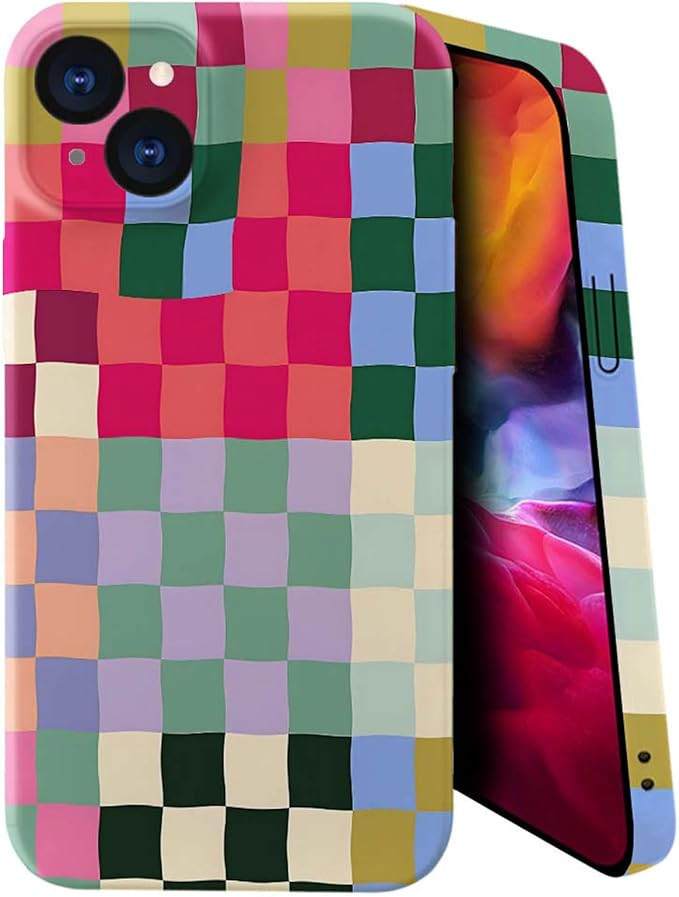 SEized Case Compatible with for iPhone 14 Plus Colorful Checkerboard Phone Case 3D Soft Slim Drop... | Amazon (US)