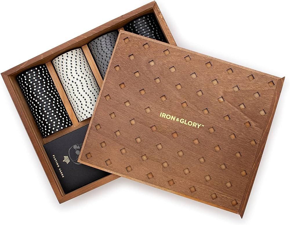 Iron & Glory | Poker Set | Luxury Poker Chips & Poker Cards Set with Wooden Case | Poker Table Ac... | Amazon (US)