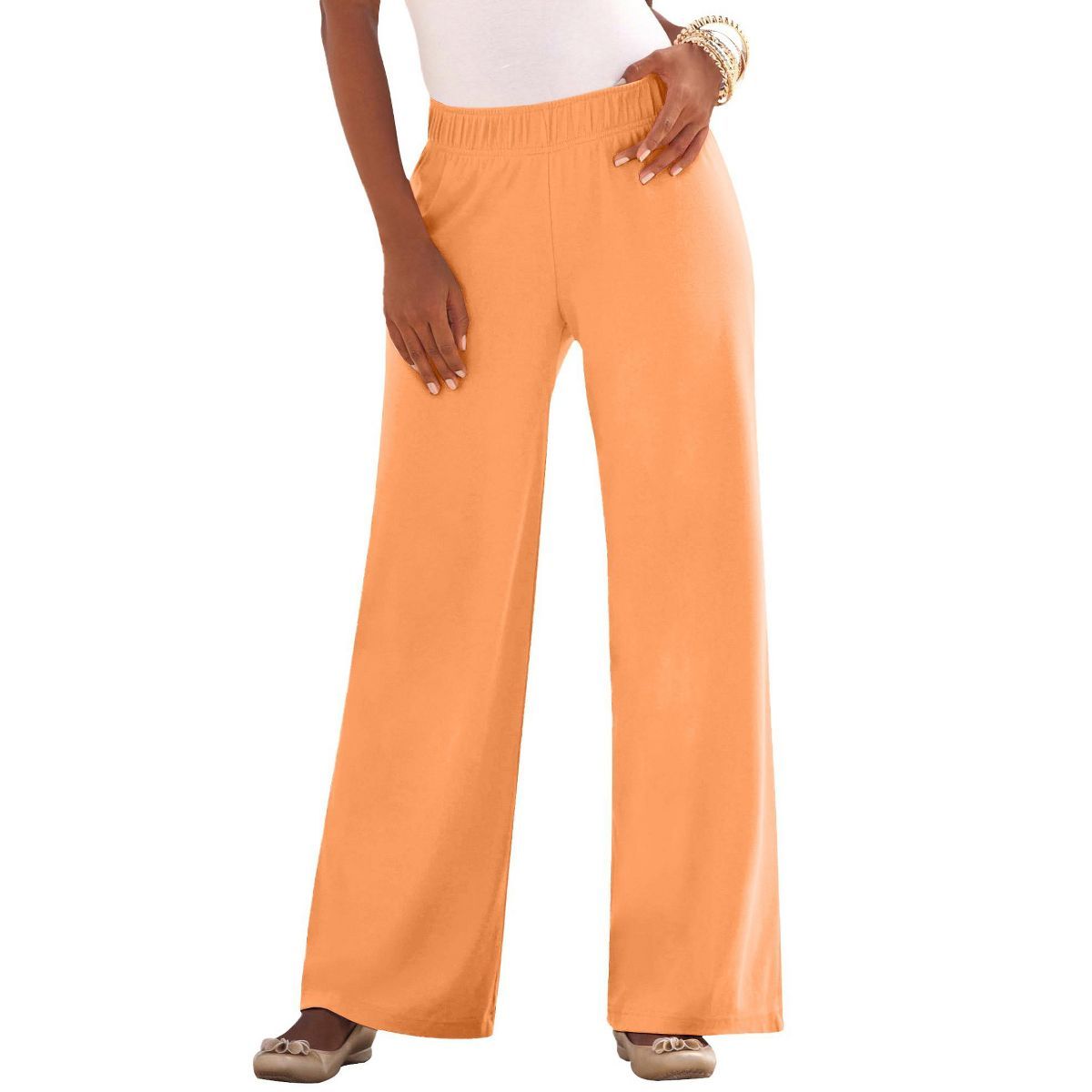 Roaman's Women's Plus Size Wide-Leg Soft Knit Pant | Target