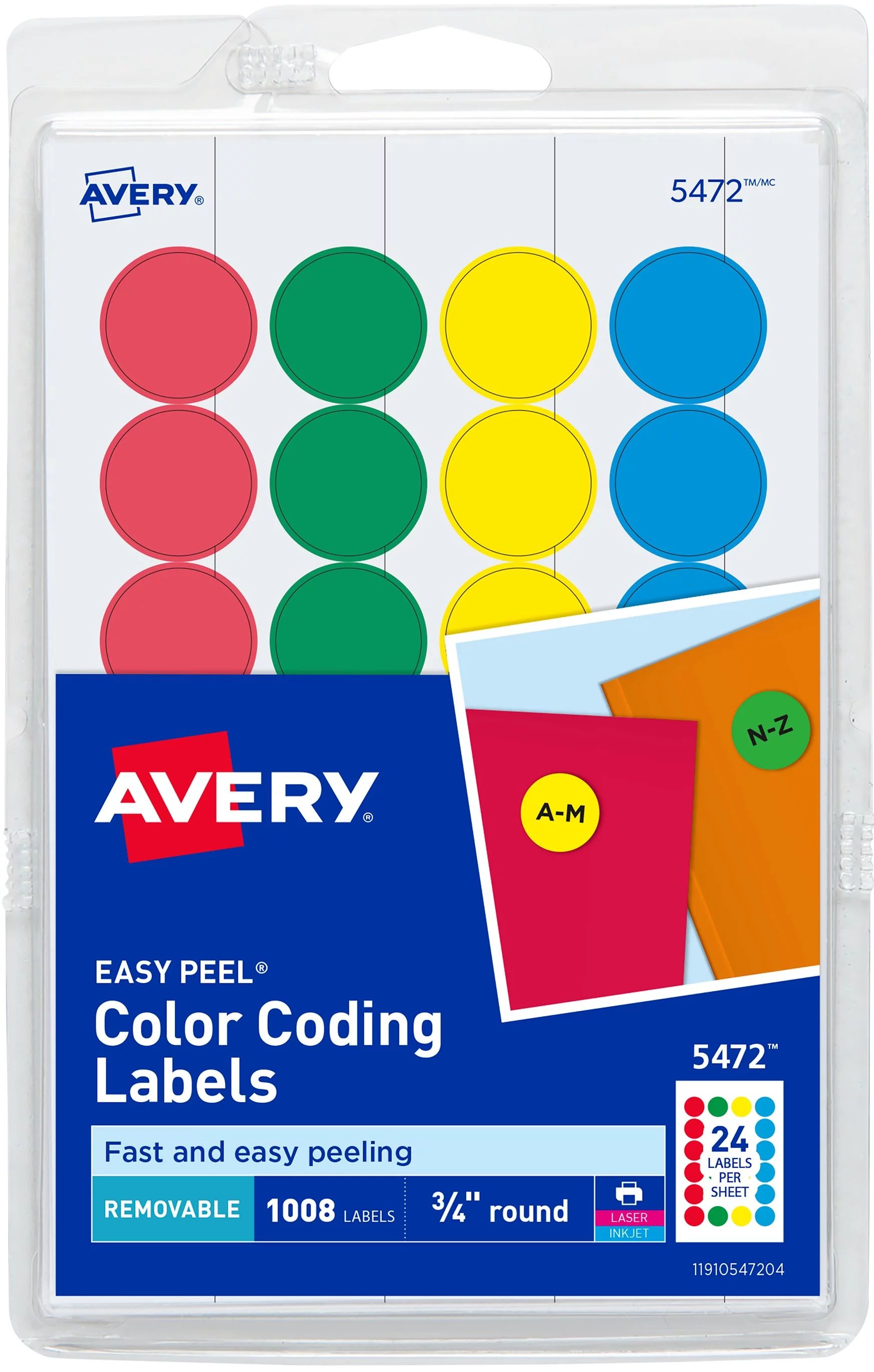 Avery Color Coding Labels, Assorted Primary Colors, 3/4" Round, Removable, 1008 Labels (15472) | Walmart (US)
