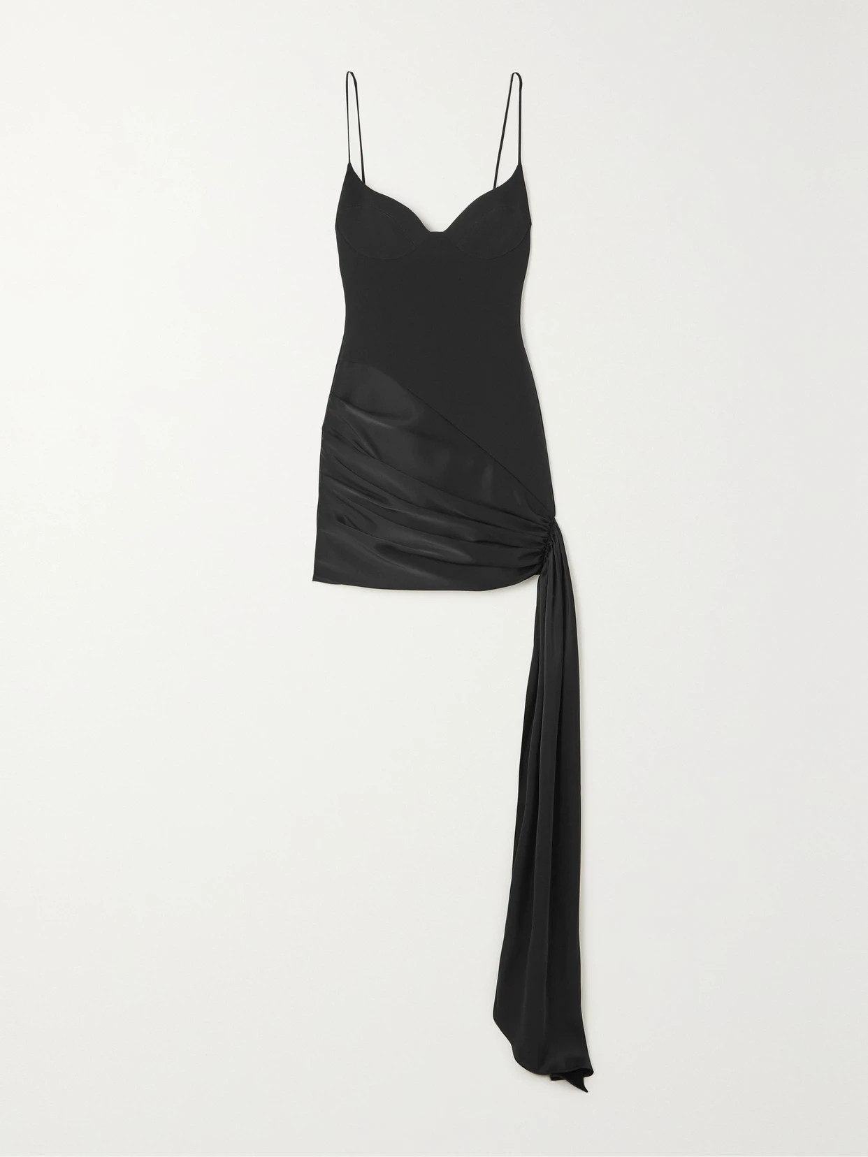 David Koma - Crepe And Gathered Satin Mini Dress - Black | NET-A-PORTER (US)