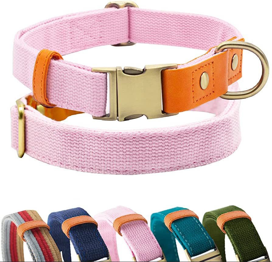 Canvas Nylon Dog Collar Durable and Adjustable Classic Pet Collars with Quick-Release Metal Buckl... | Amazon (US)