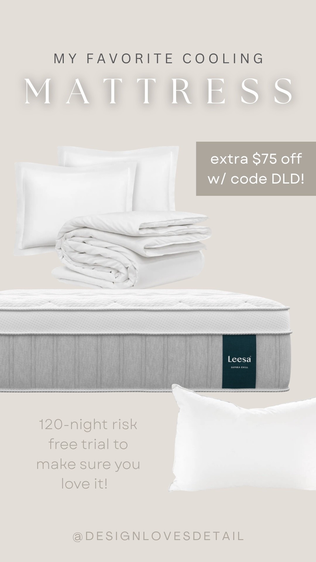Try this out!!! The @Leesa Sapira Hybrid Chill is such a great mattress. Take the sleep quiz to find your perfect option & then order now with code DLD to save an extra $75 on top of sale price! And in case you don’t love it, do a free return because they have a 120-night risk free trial, which is amazing. It’s a win-win. I really think you’ll love it like we do!!! 

#leesapartner #bettersleep #coolingmattress

#LTKmorningroutine #LTKHome #LTKSaleAlert