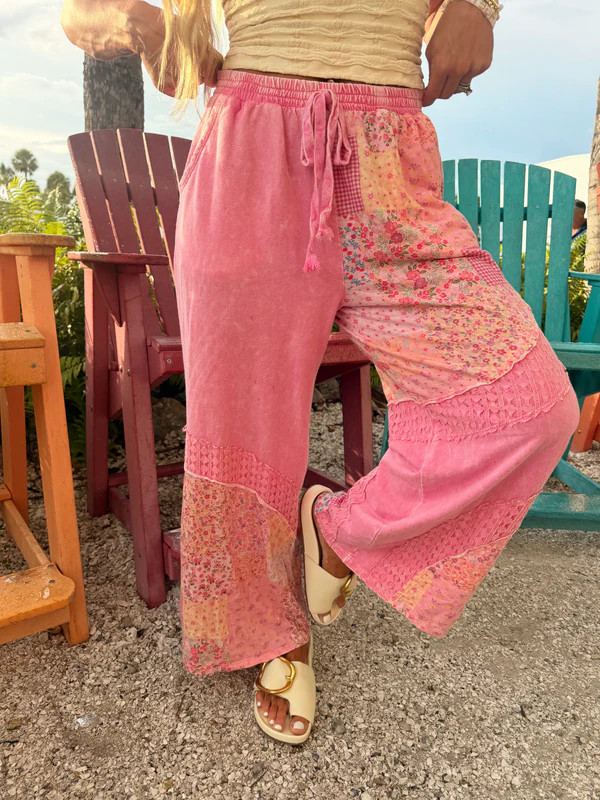 Stacie Mineral Washed Floral & Lace Pants | Tennessee Jane