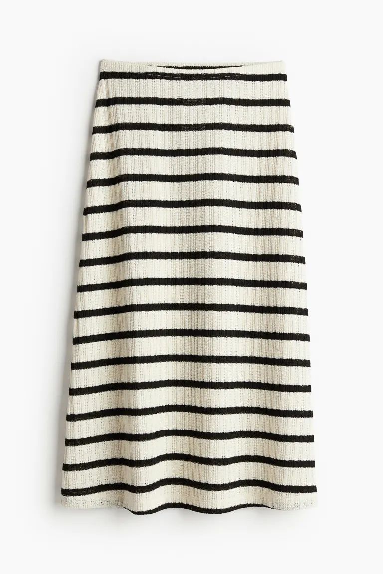 Textured-knit Skirt - Cream/black striped - Ladies | H&M US | H&M (US + CA)