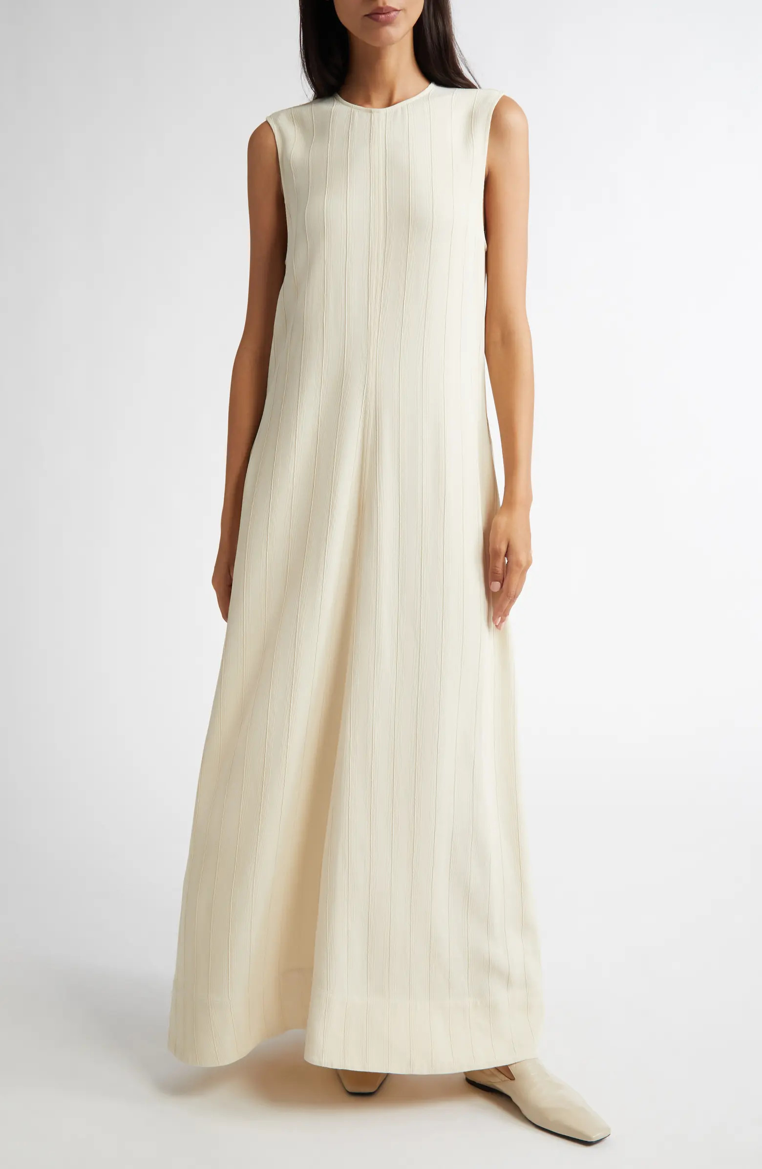 Woven Stripe Sleeveless A-Line Dress | Nordstrom