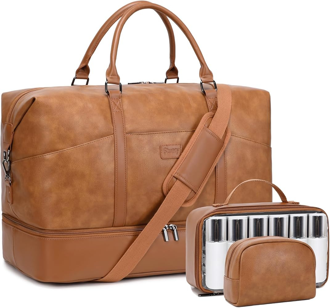 Weekender Bag, Large Travel Duffel Bag for Women, Carry on Overnight Bag with Shoe Compartment an... | Amazon (US)