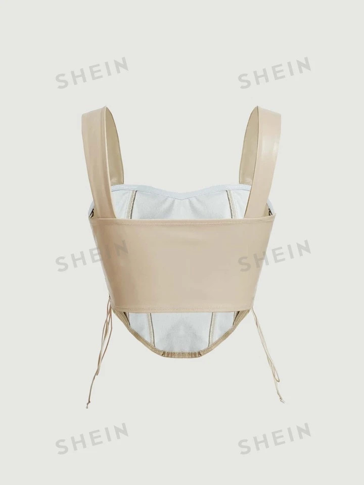 SHEIN MOD Lace Up Side PU Leather Cami Top | SHEIN