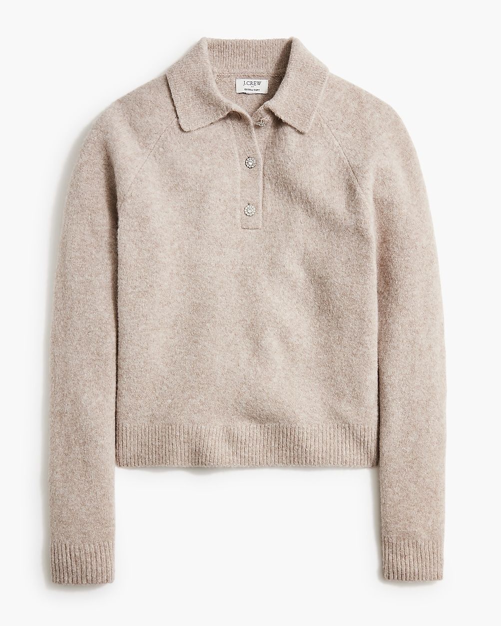 Polo sweater in extra-soft yarn with rhinestone buttons | J.Crew Factory