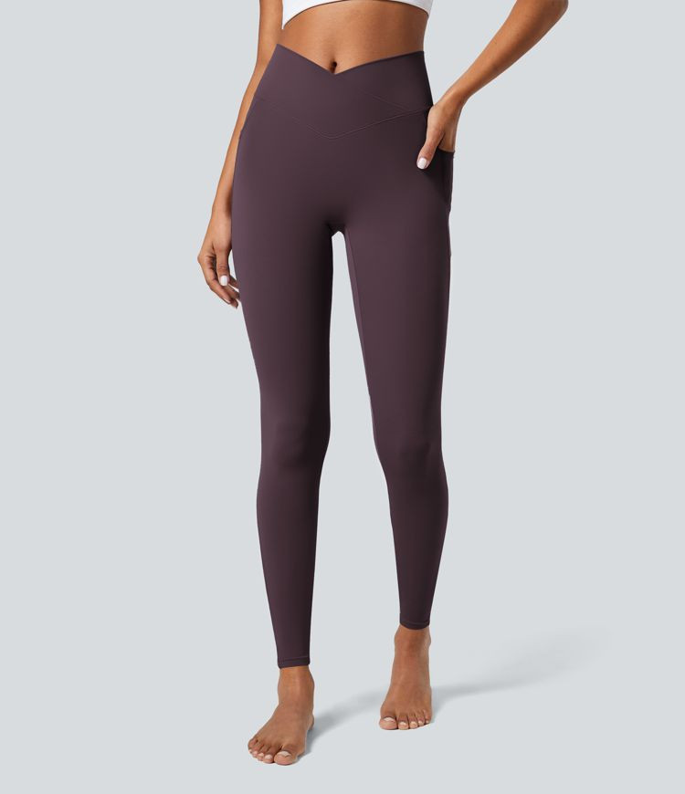 Women’s Softlyzero™ Crossover Pocket Plain Leggings-UPF50+ - Halara | HALARA