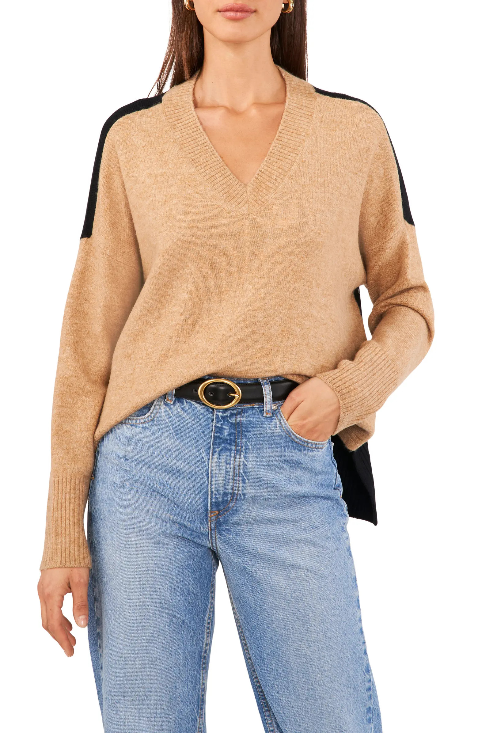 Vince Camuto Contrast High-Low Sweater | Nordstrom | Nordstrom