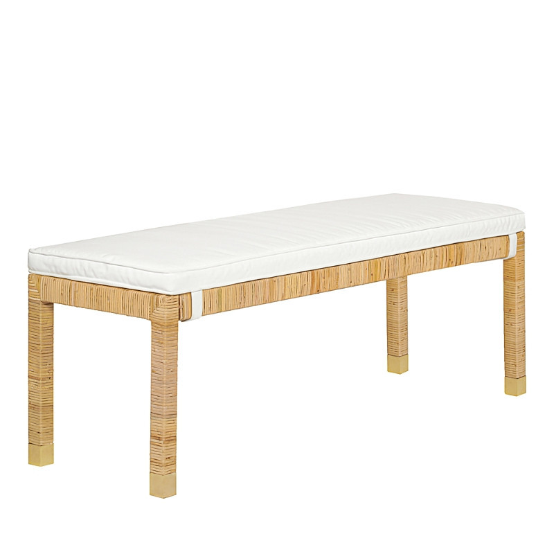 Tov Furniture Amara Woven Rattan Performance Fabric Bench in Charcoal | Bloomingdale's (US)