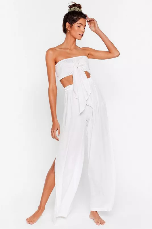 Crinkle Tie Bandeau Cover Up Top | Nasty Gal (US)