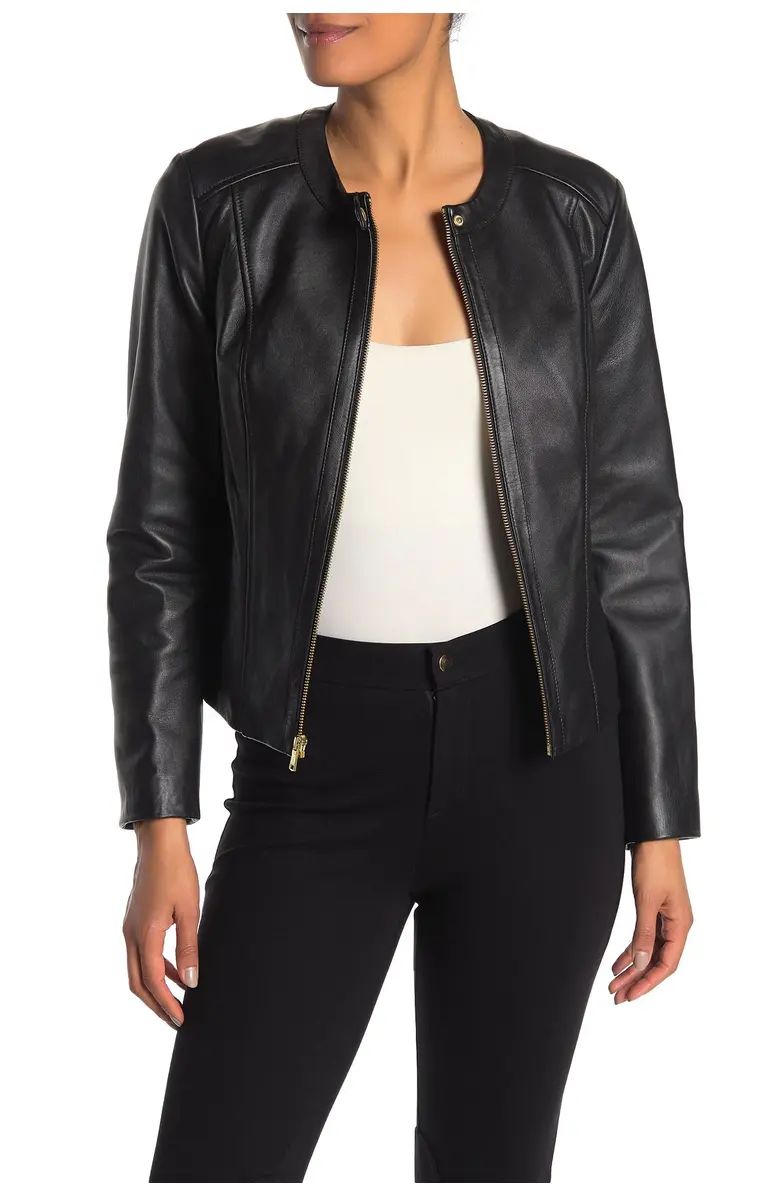 Leather Zip Front Jacket | Nordstrom Rack