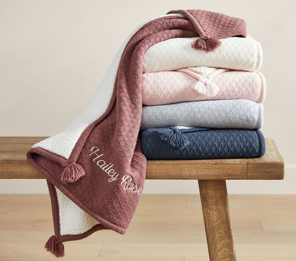 Luxe Cable-Knit Sherpa Baby Blanket | Pottery Barn Kids