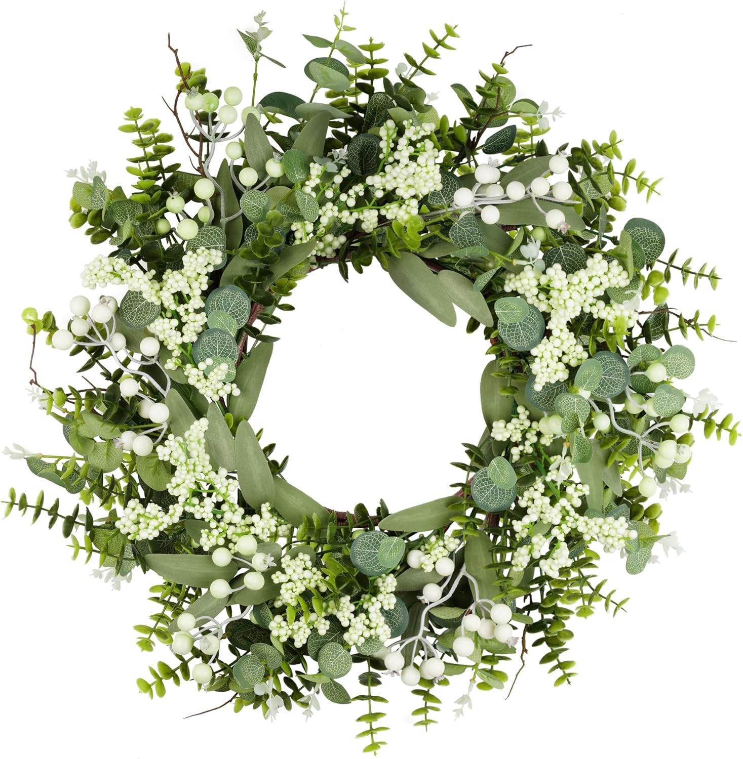 Vlorart 20'' Artificial Spring Summer Christmas Greenery Wreaths for Front Door Green Eucalyptus ... | Amazon (US)