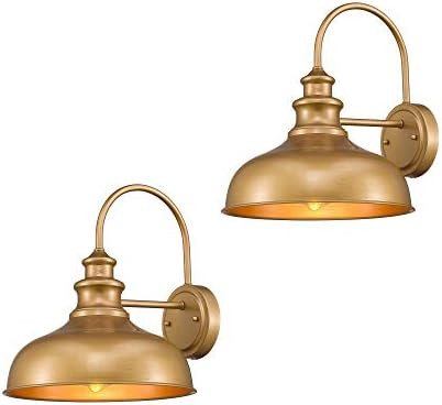 Zeyu 2 Pack Industrial Gooseneck Wall Light, 11 inches Barn Light Fixture, Gold Finish, 02A390-2 AG | Amazon (US)