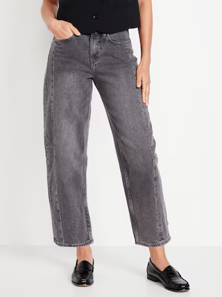 High-Waisted Barrel Ankle Jeans | Old Navy (US)