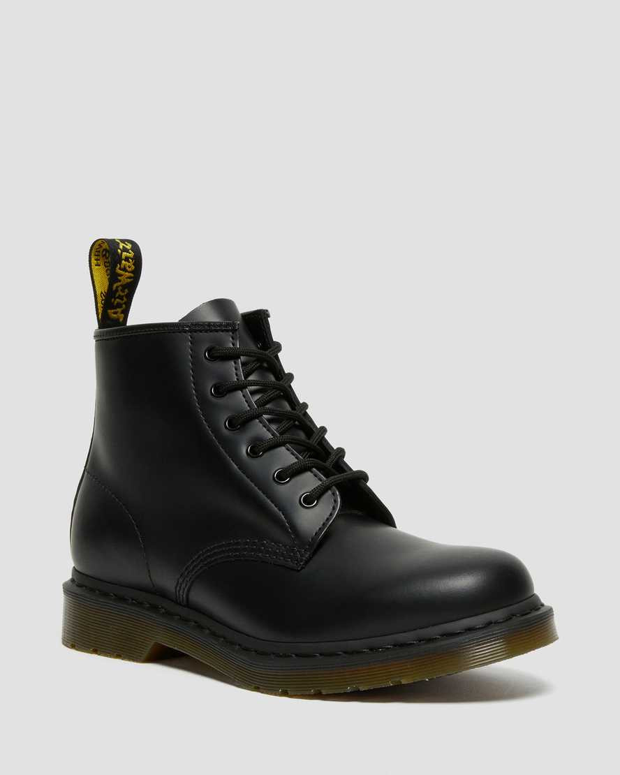 Dr. Martens, 101 Smooth Leather Ankle Boots in Black, Size M 10/W 11 | Dr. Martens