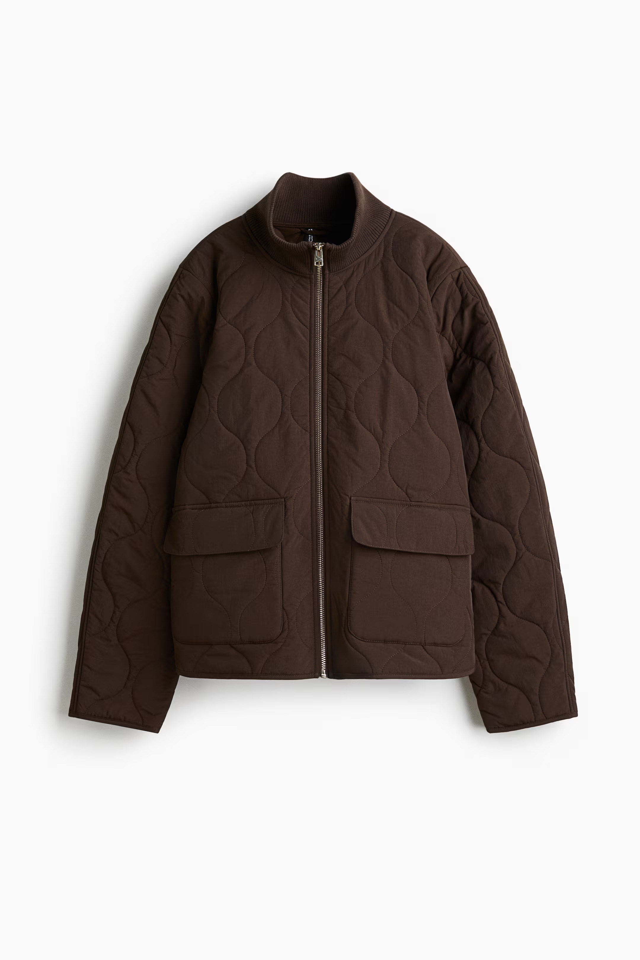 Oversized quilted jacket - Dark brown - Ladies | H&M GB | H&M (UK, MY, IN, SG, PH, TW, HK)