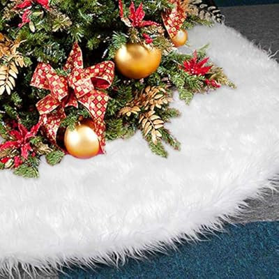 Dreampark Christmas Tree Skirts, 48" White Tree Skirt Decorations Faux Fur Skirt Large Christmas ... | Amazon (US)