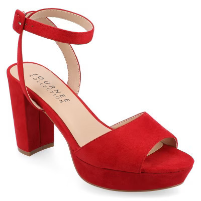 Journee Collection Women's Medium and Wide Width Nairri Vegan Leather Platform Heel Sandals | Target