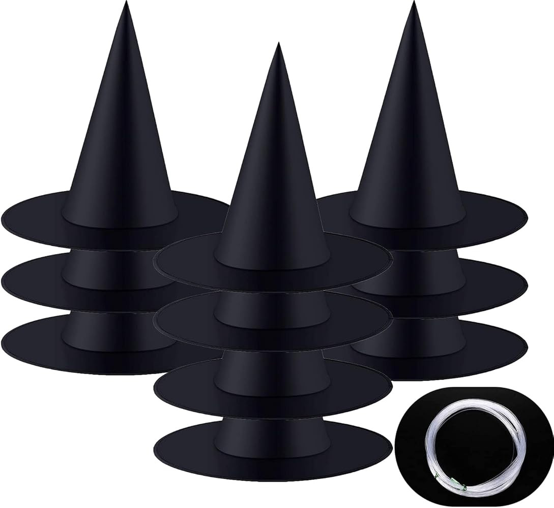 Halloween Witch Hat，10 Pcs Halloween Black Witch Hats- Halloween Hanging Decorations Witch Hat ... | Amazon (US)