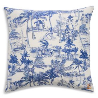 Palm Beach Ecru/Cranes Indigo Reversible Throw Pillow, 20" x 20" | Bloomingdale's (US)