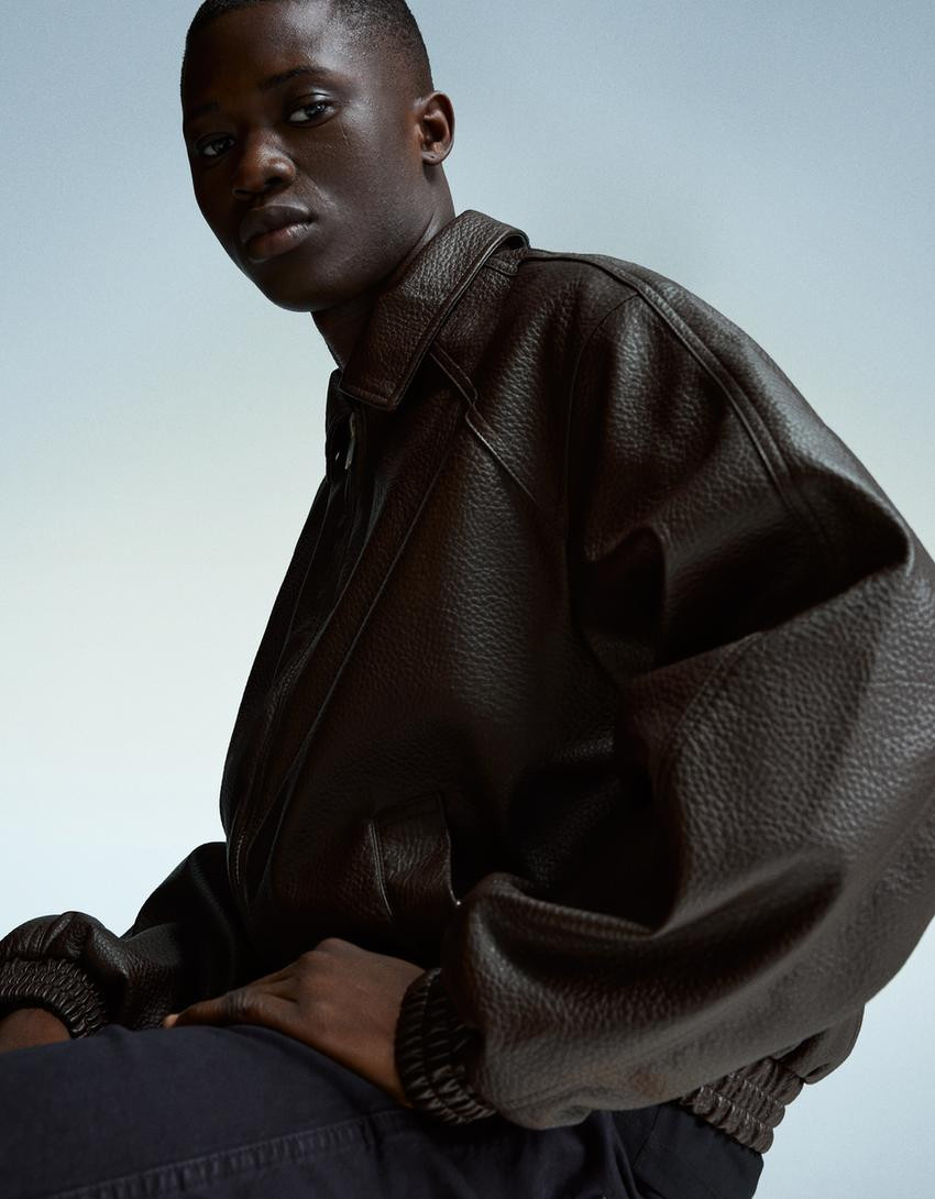 Leather effect jacket - Men | Bershka GB