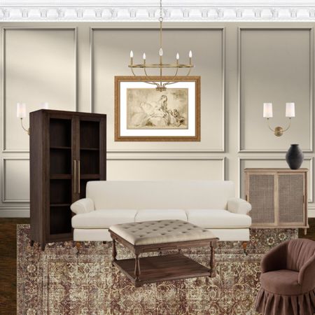 Shop this vintage modern inspired neutral warm cozy living room design with all furniture and decor from Amazon home!  #amazon #amazonhome #livingroom #cozy #homedecor #amazonfinds #rugs #sofa #armoire #accentchair

#LTKhome