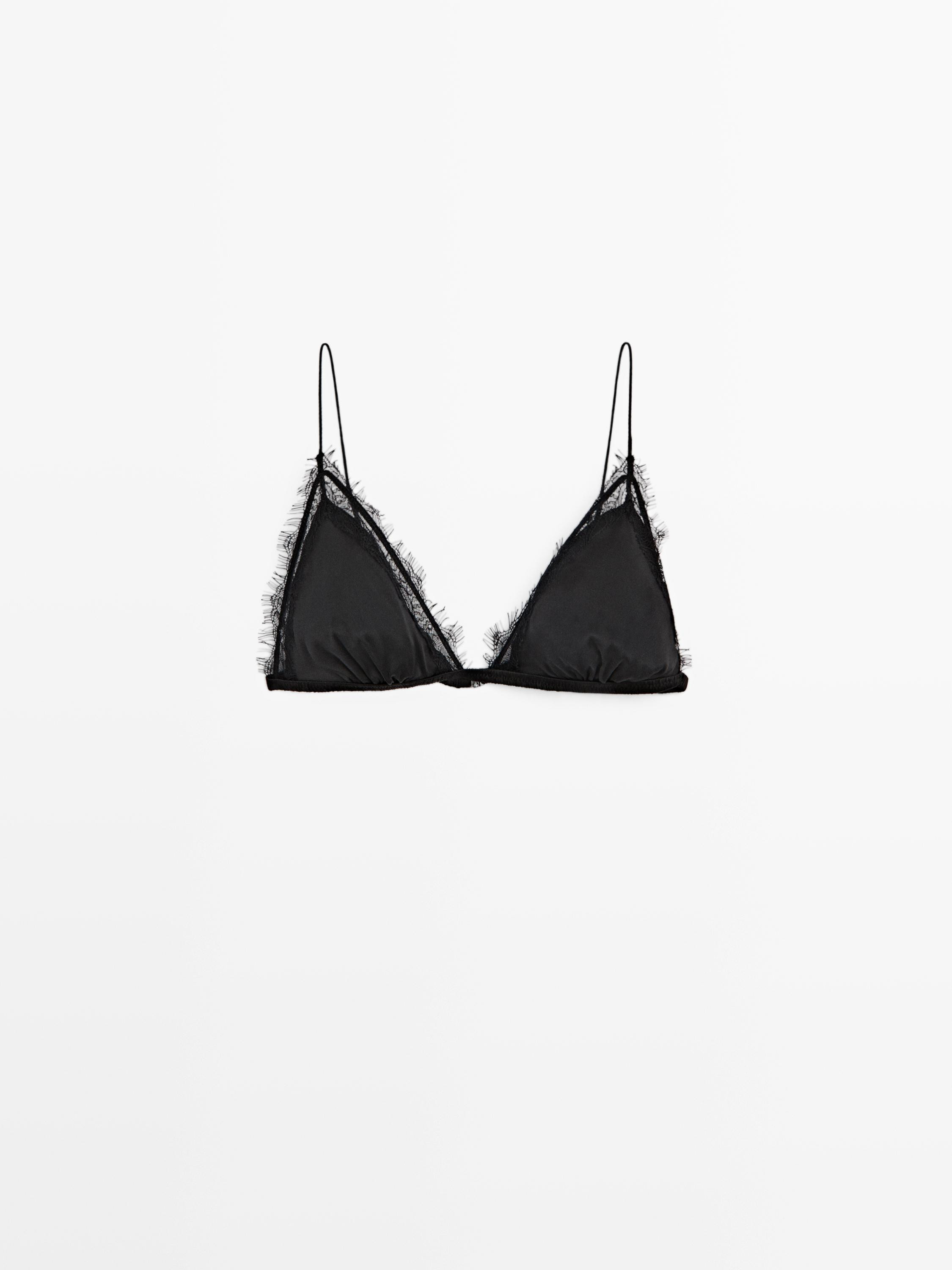 Silk blend top with lace detail | Massimo Dutti US