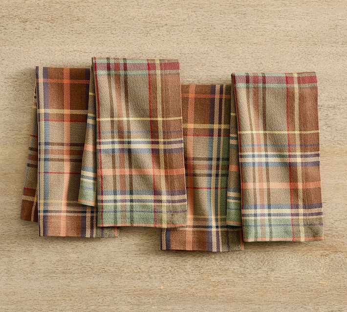 Woodrow Plaid Cotton Napkins - Set of 4 | Pottery Barn (US)