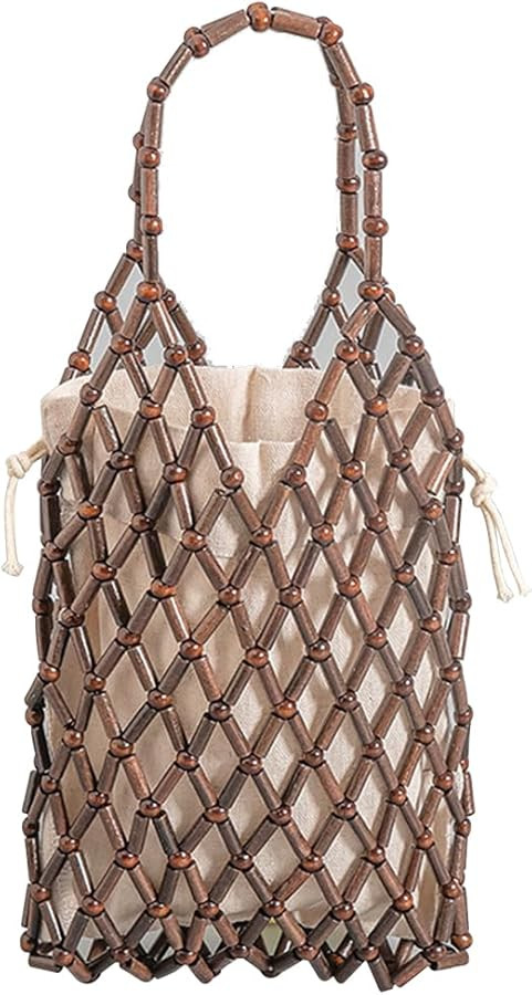 Women Mini Tote Bag Handmade Woven Bucket Bag Drawstring Handbag Summer Beach Bag Bohemian Clutch... | Amazon (US)