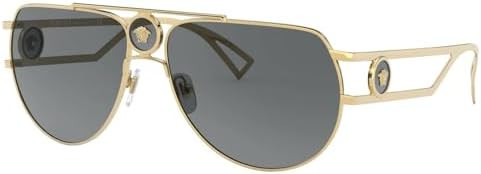 Versace VE 2225 100287 Gold Metal Aviator Sunglasses Grey Lens | Amazon (US)