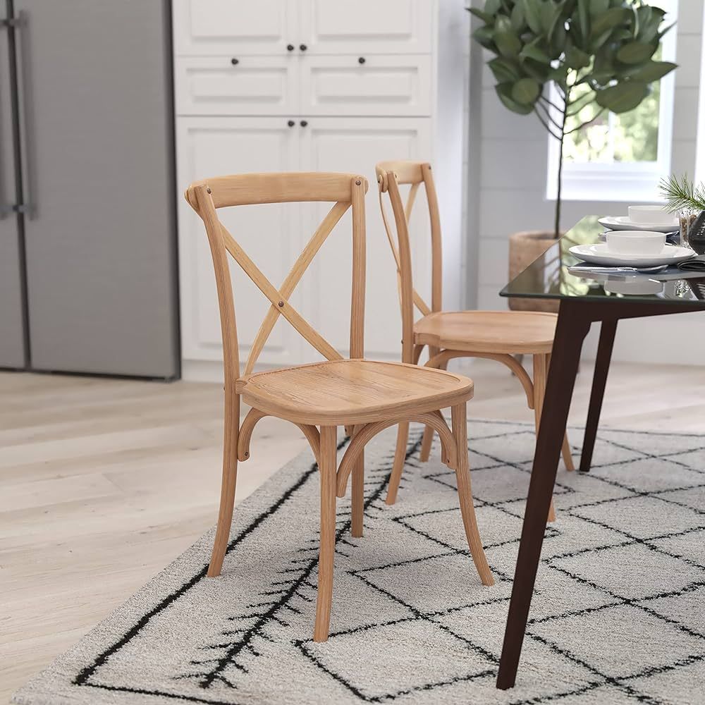 Merrick Lane Bardstown X-Back Bistro Style Wooden High Back Dining Chair in Driftwood | Amazon (US)