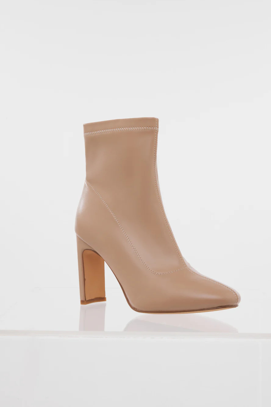 Winter Spotlight Sock Ankle Boots Nude PU | Hello Molly (AU)