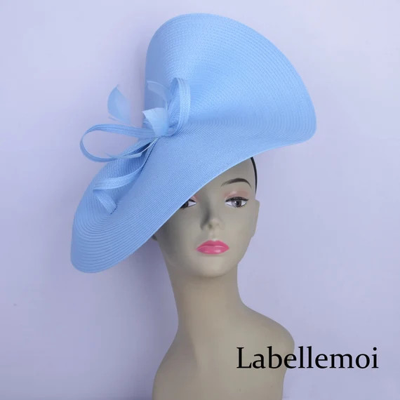 New exclusive Powder blue fascinator large saucer hatinator baby blue Derby hat light blue Ascot ... | Etsy (US)