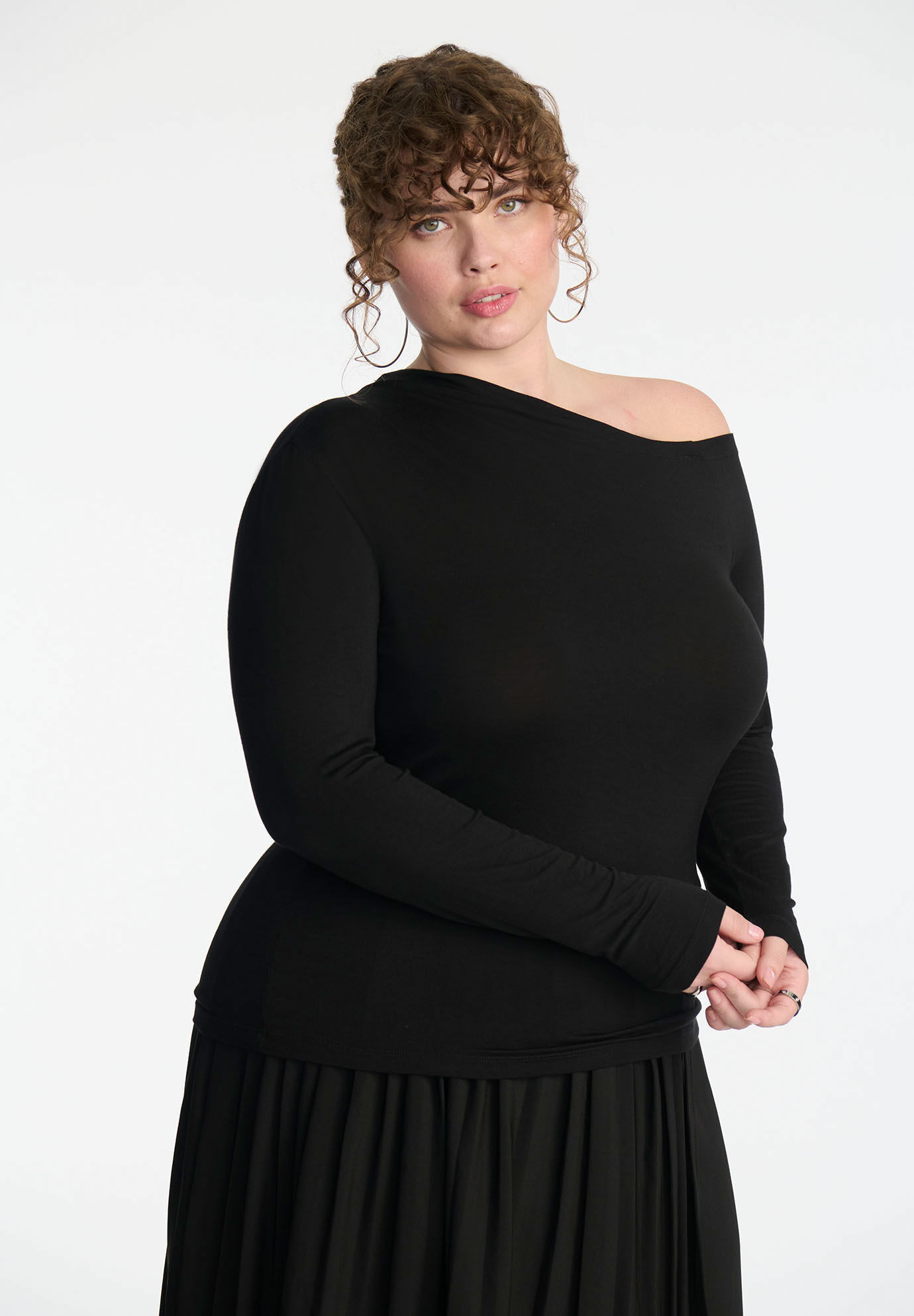 Asymmetrical Neck Drape Top | Eloquii