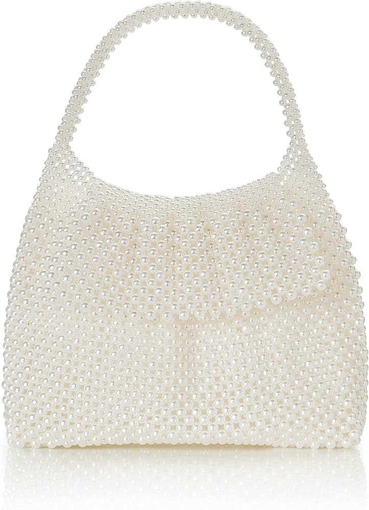BABEYOND Women Pearl Clutch Purse - Bucket Beaded Bridal Evening Bag Formal Reticulated Bag with ... | Amazon (US)
